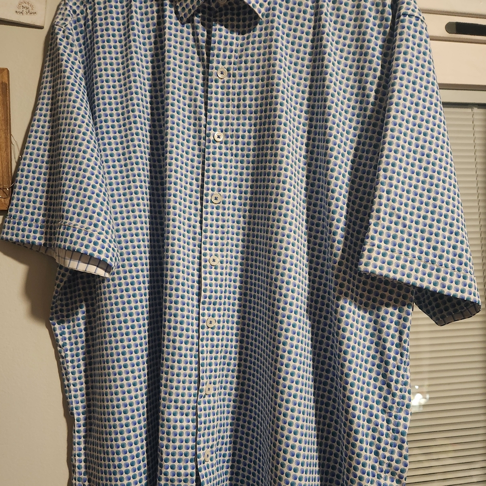 Bugatchi Blue Patterned Shirt - image 3